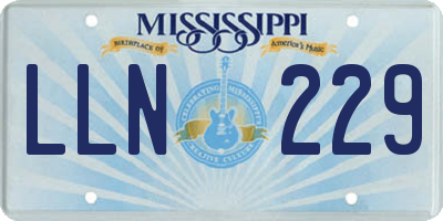 MS license plate LLN229