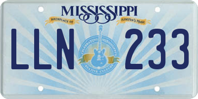 MS license plate LLN233