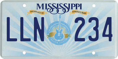 MS license plate LLN234