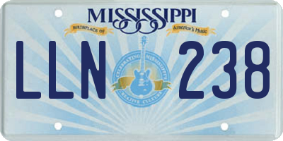 MS license plate LLN238