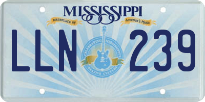 MS license plate LLN239