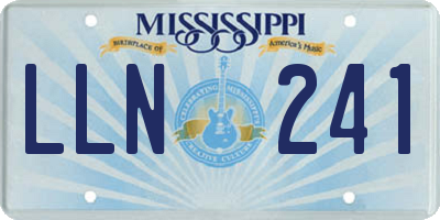 MS license plate LLN241