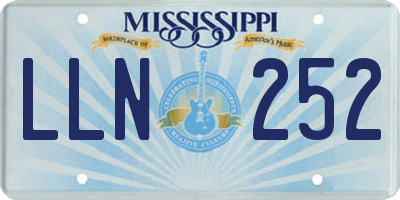 MS license plate LLN252