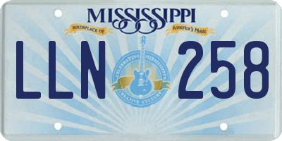 MS license plate LLN258