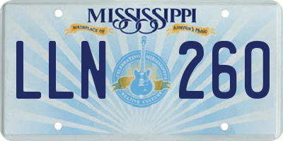MS license plate LLN260