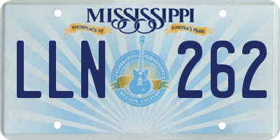 MS license plate LLN262