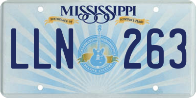 MS license plate LLN263