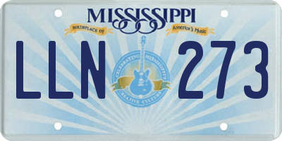 MS license plate LLN273