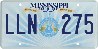MS license plate LLN275