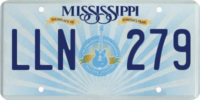 MS license plate LLN279
