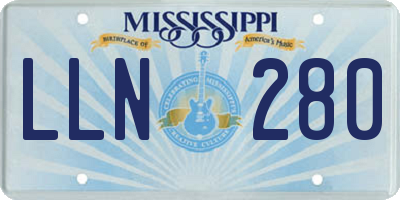 MS license plate LLN280