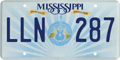 MS license plate LLN287