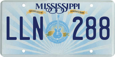 MS license plate LLN288