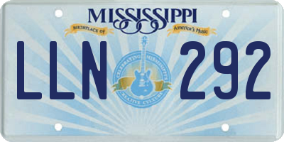 MS license plate LLN292
