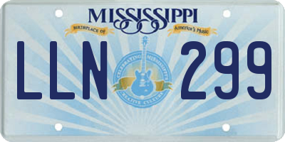 MS license plate LLN299