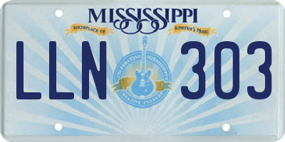 MS license plate LLN303