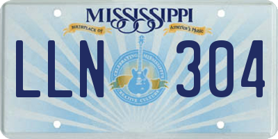 MS license plate LLN304