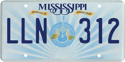 MS license plate LLN312