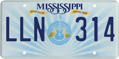 MS license plate LLN314