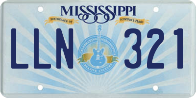 MS license plate LLN321