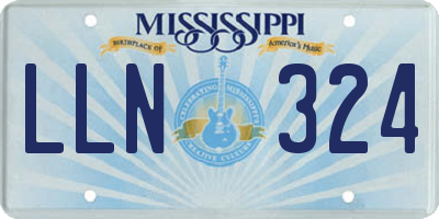 MS license plate LLN324