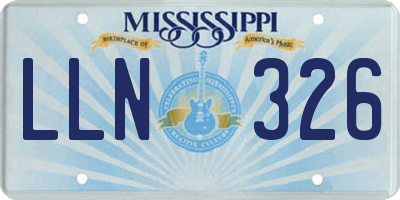 MS license plate LLN326