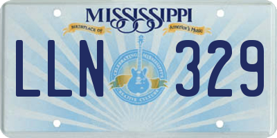 MS license plate LLN329
