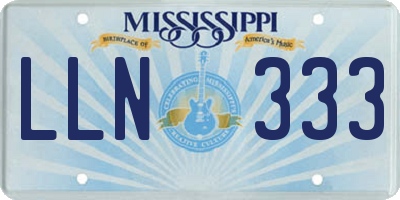 MS license plate LLN333