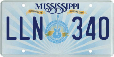 MS license plate LLN340
