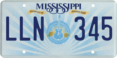 MS license plate LLN345