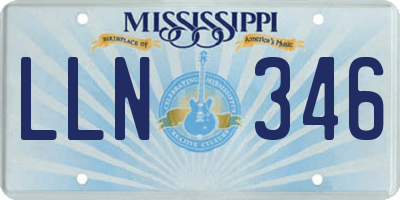 MS license plate LLN346