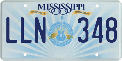MS license plate LLN348