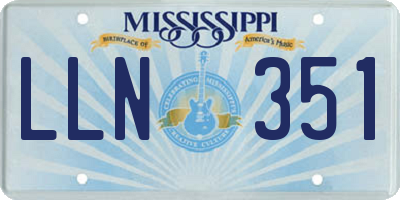 MS license plate LLN351