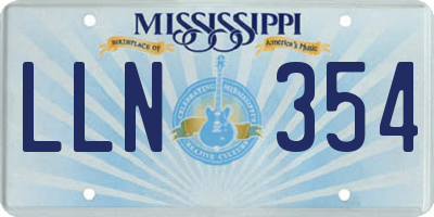 MS license plate LLN354