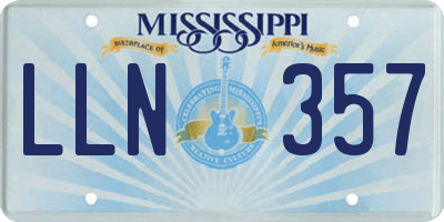 MS license plate LLN357