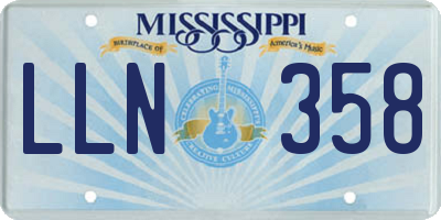 MS license plate LLN358