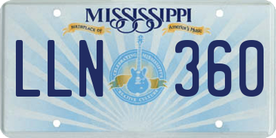 MS license plate LLN360