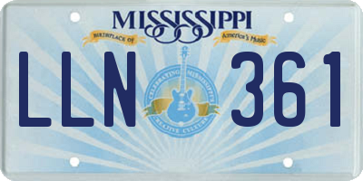 MS license plate LLN361