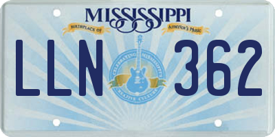 MS license plate LLN362