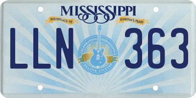 MS license plate LLN363