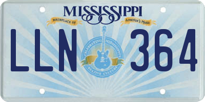 MS license plate LLN364