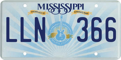 MS license plate LLN366