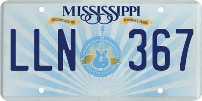 MS license plate LLN367