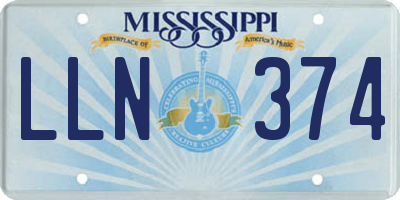 MS license plate LLN374