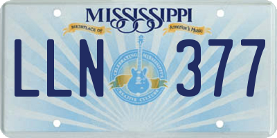 MS license plate LLN377