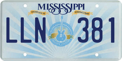 MS license plate LLN381