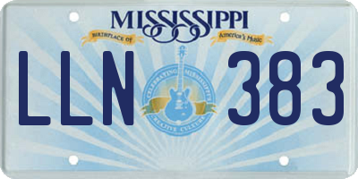 MS license plate LLN383