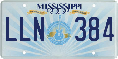MS license plate LLN384