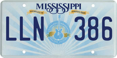 MS license plate LLN386