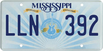MS license plate LLN392